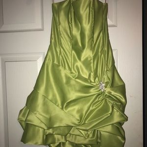 Green strapless Cache cocktail dress